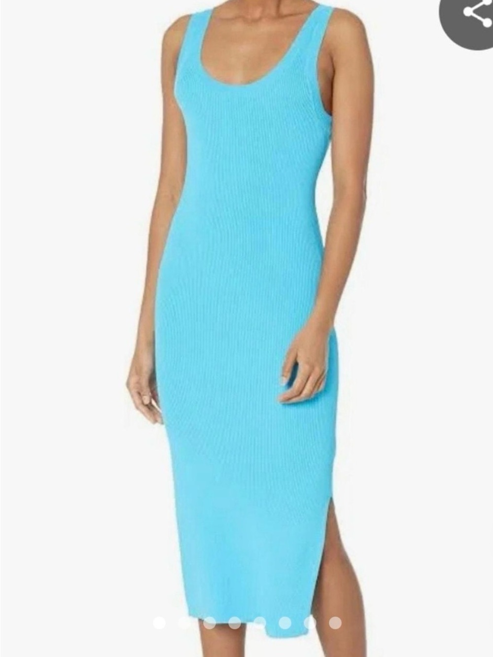 The Drop Scoop Neck Ribbed Beach Midi Dress in Ocean Blue